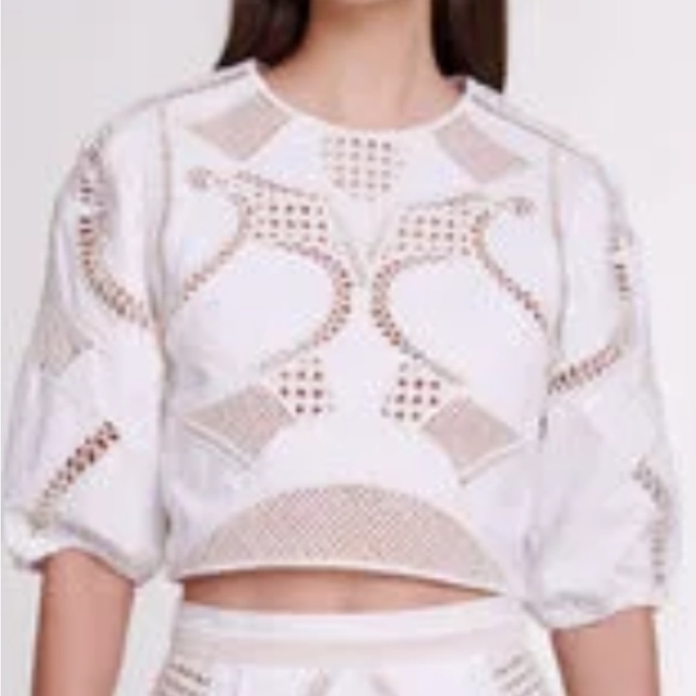 Maje openwork cotton crop top